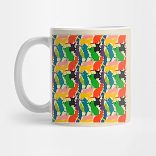 Colorful Leaping Jumping Sitting And Walking Cat Pattern Mug